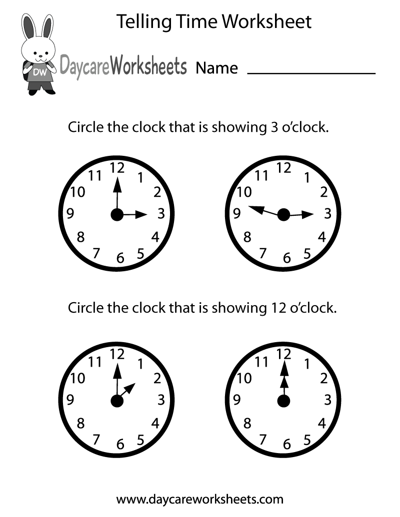 Free Preschool Telling Time Worksheet Free Preschool Telling Time Worksheet