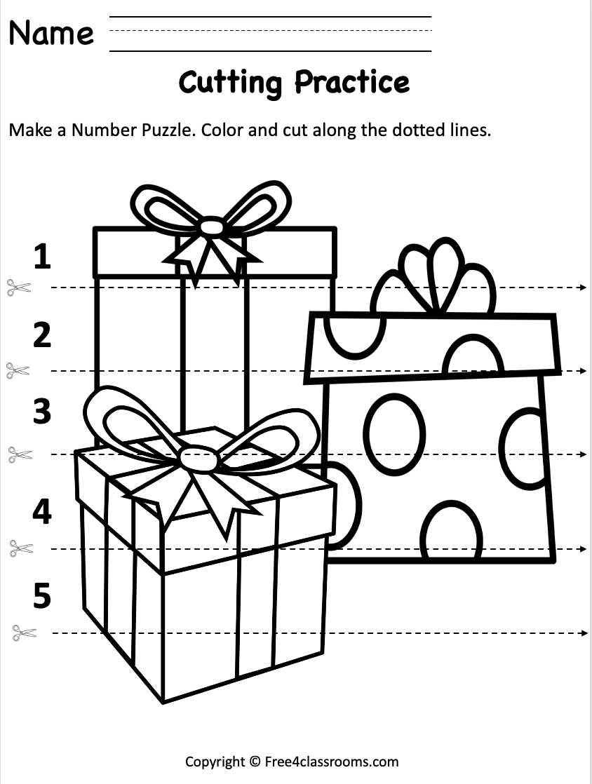 Free Preschool Worksheet Printable Fine Motor Skills Christmas Free Worksheets Free4Classrooms