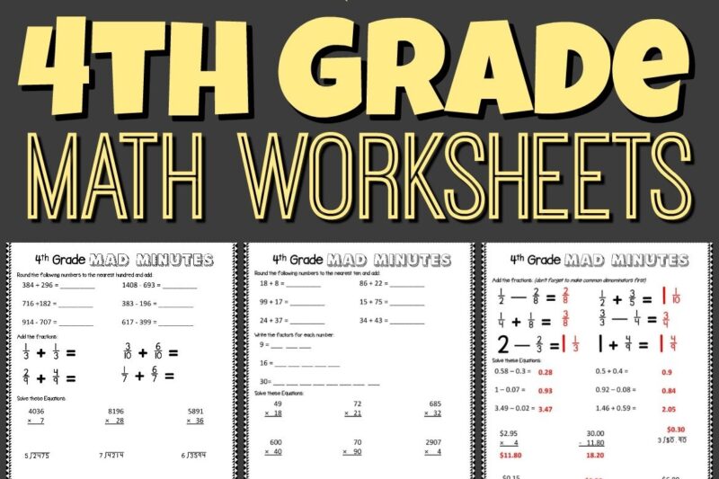 4th Grade Free Printable Math Worksheets