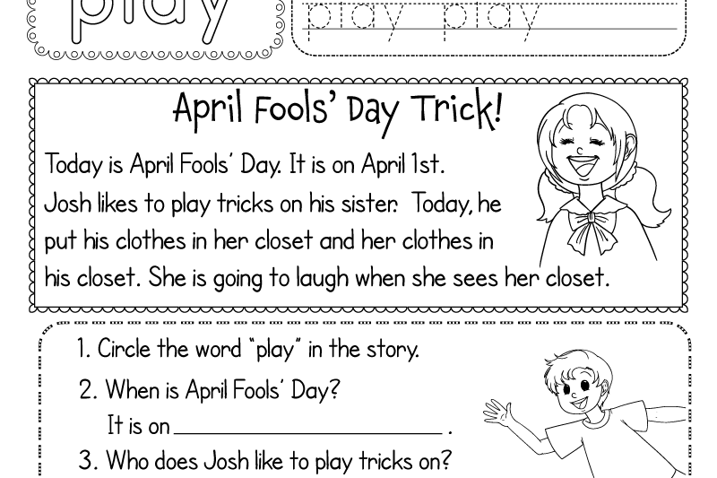 Free Printable April Fools Day Worksheets