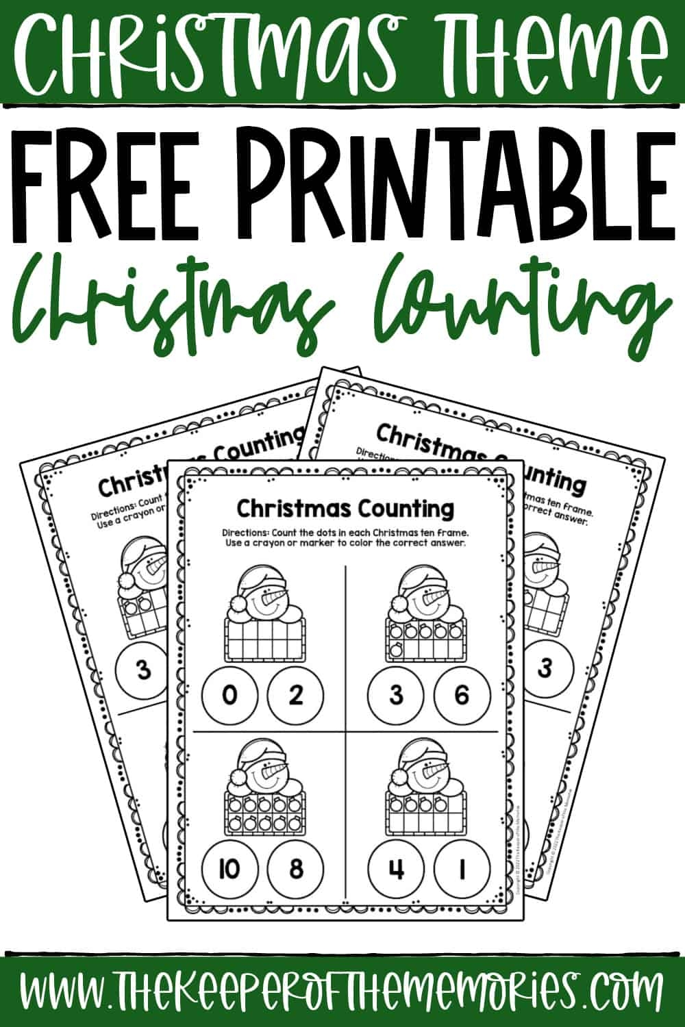 Free Printable Christmas Counting Worksheets The Keeper Of The 