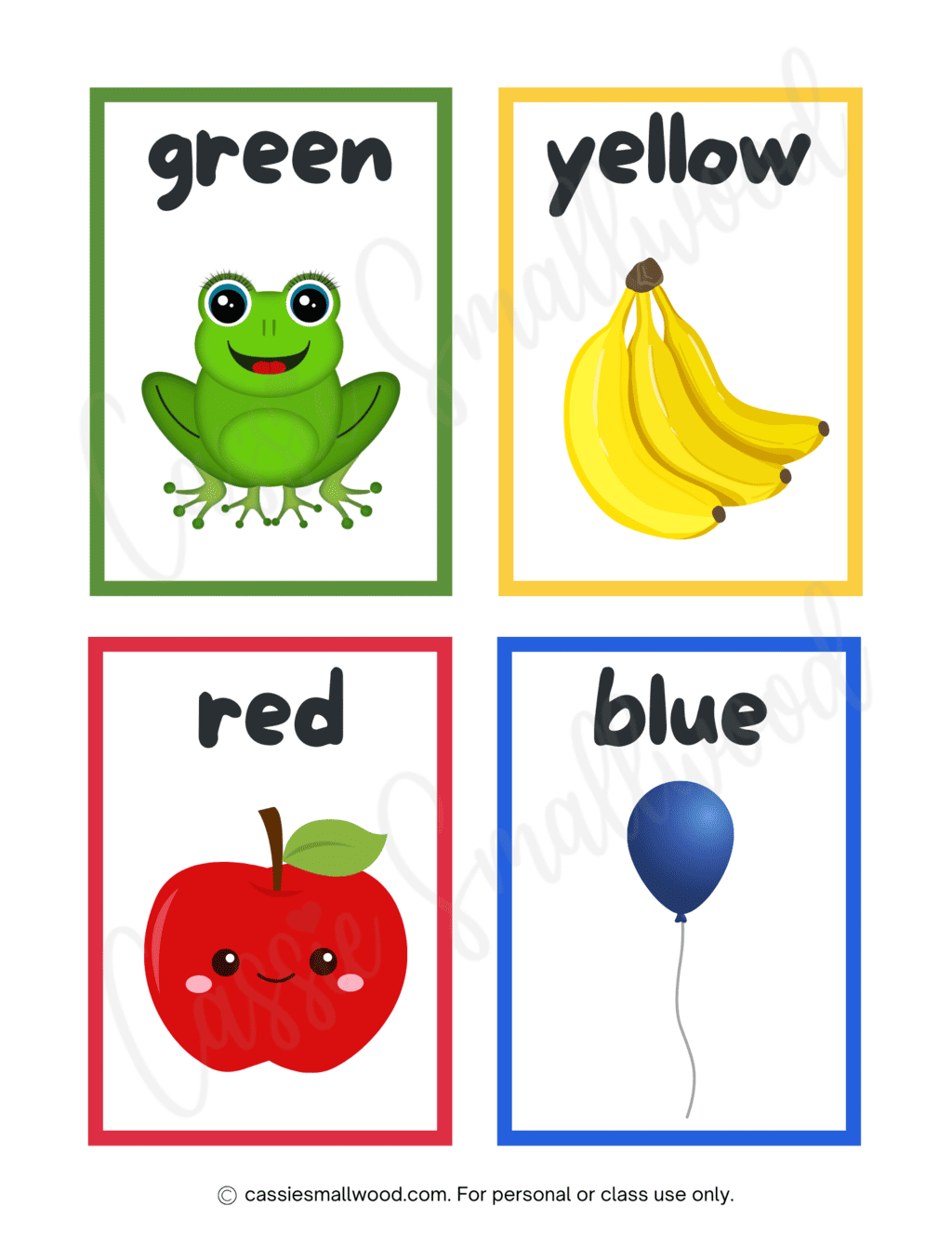 Free Printable Color Flashcards For Toddlers Cassie Smallwood
