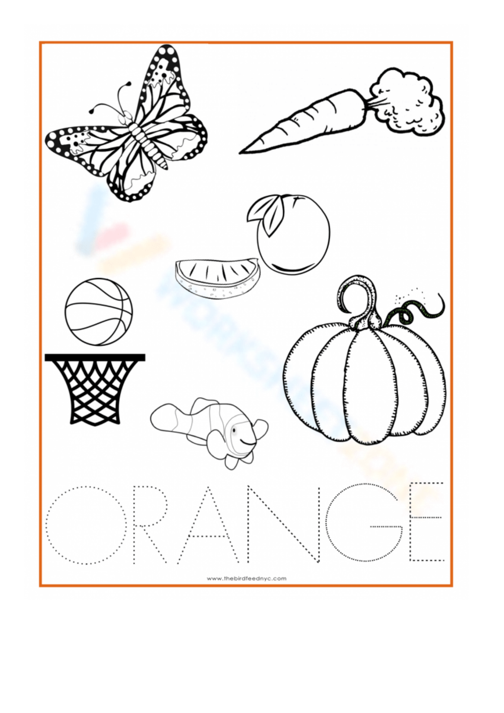 Free Printable Color Orange Worksheet