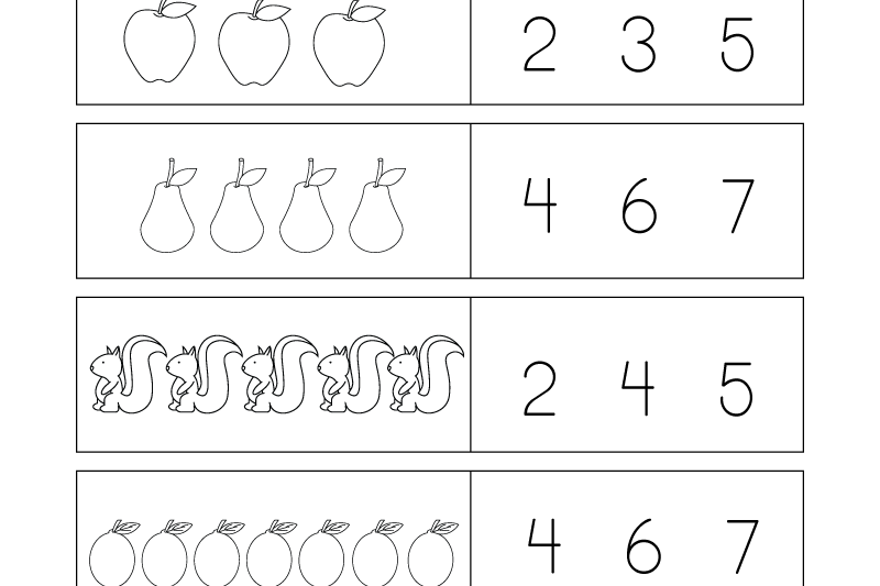 Free Printable Count And Match Worksheets
