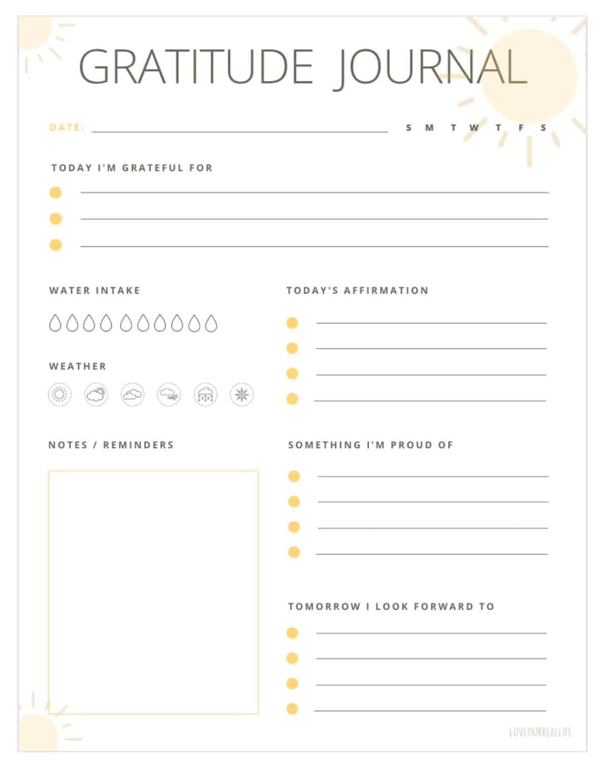 FREE Printable Daily Gratitude Journal Template With Prompts 