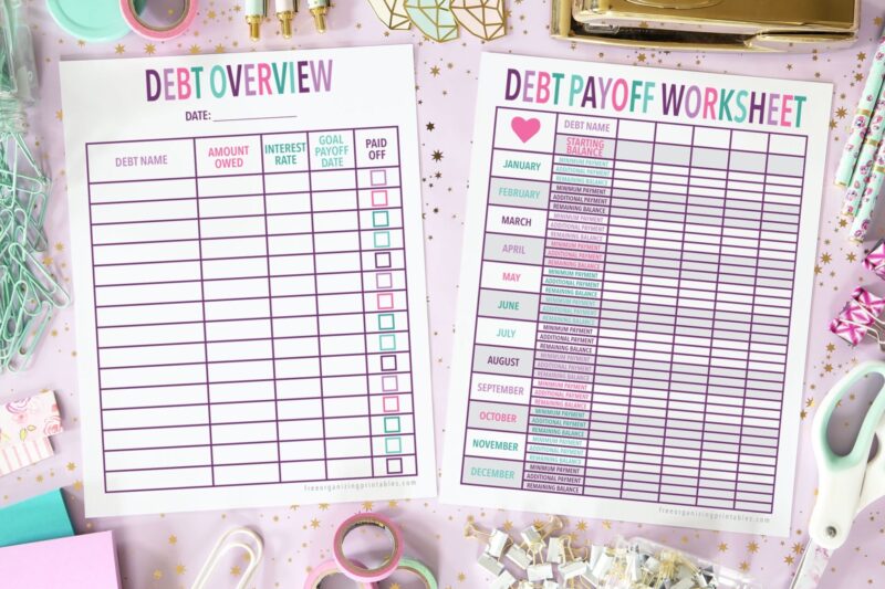 Free Debt Worksheets Printable