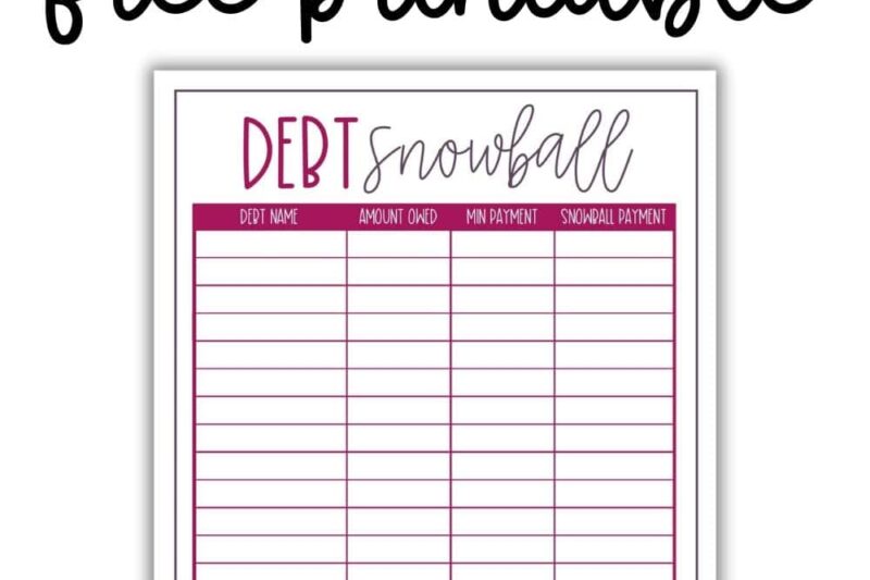 Free Printable Debt Snowball Worksheet