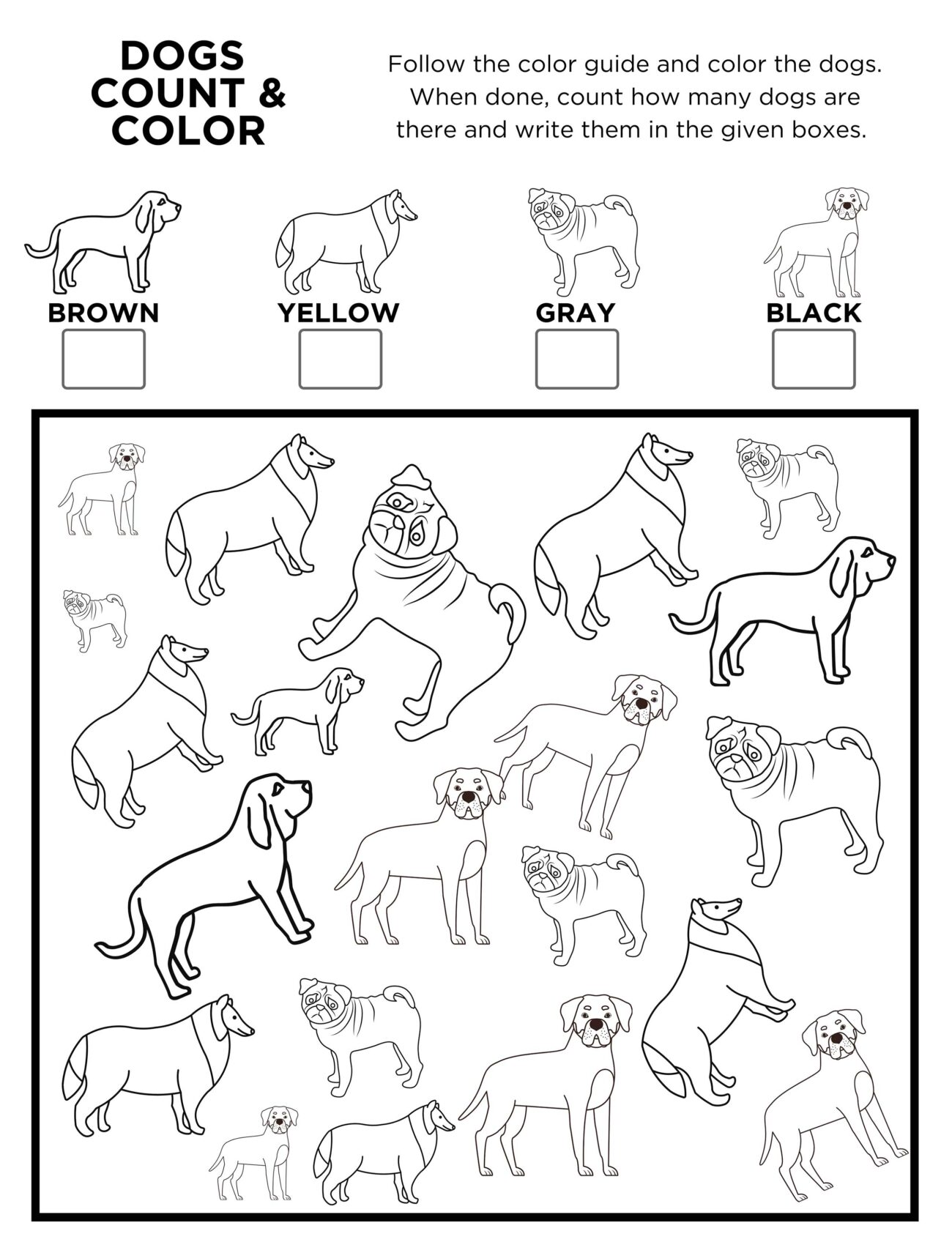 Free Printable Dog I Spy Count And Color Activity Page For Kids Worksheets Library