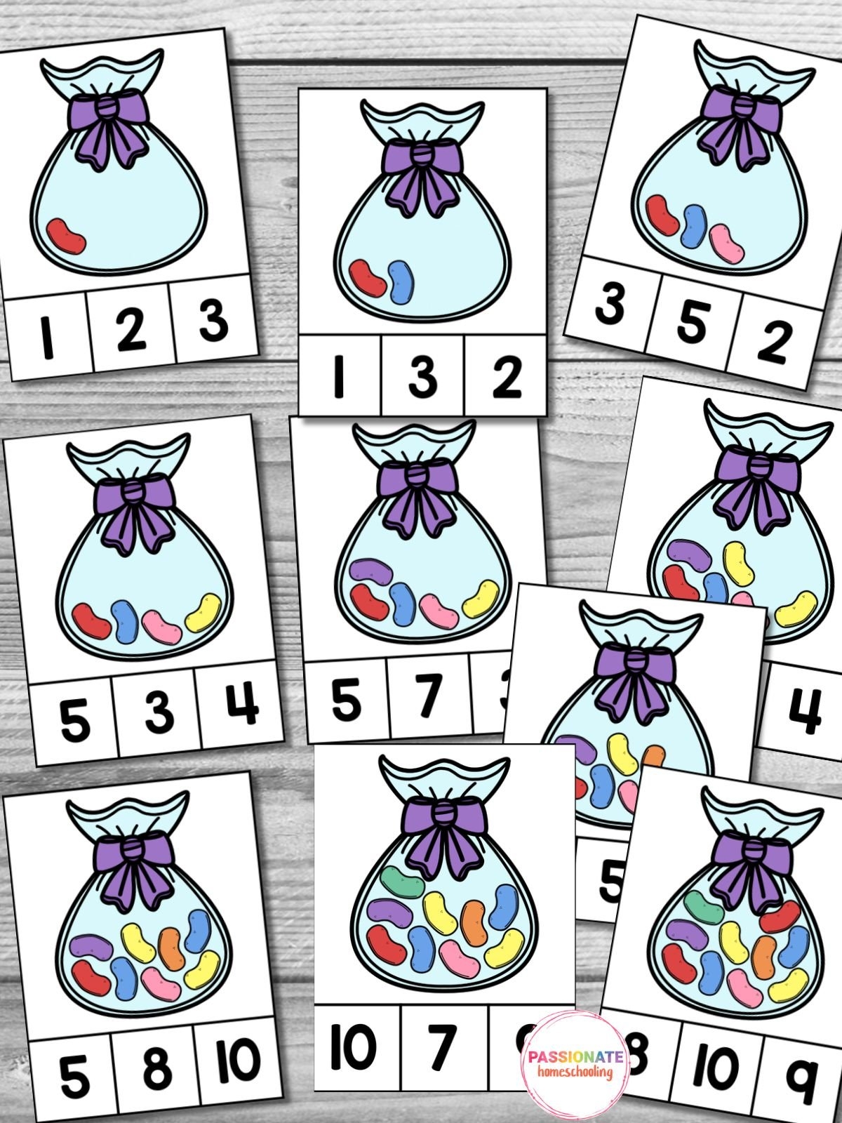 Free Printable Easter Jelly Bean Count And Clip Cards Counting 1 10 Passionate Homeschooling