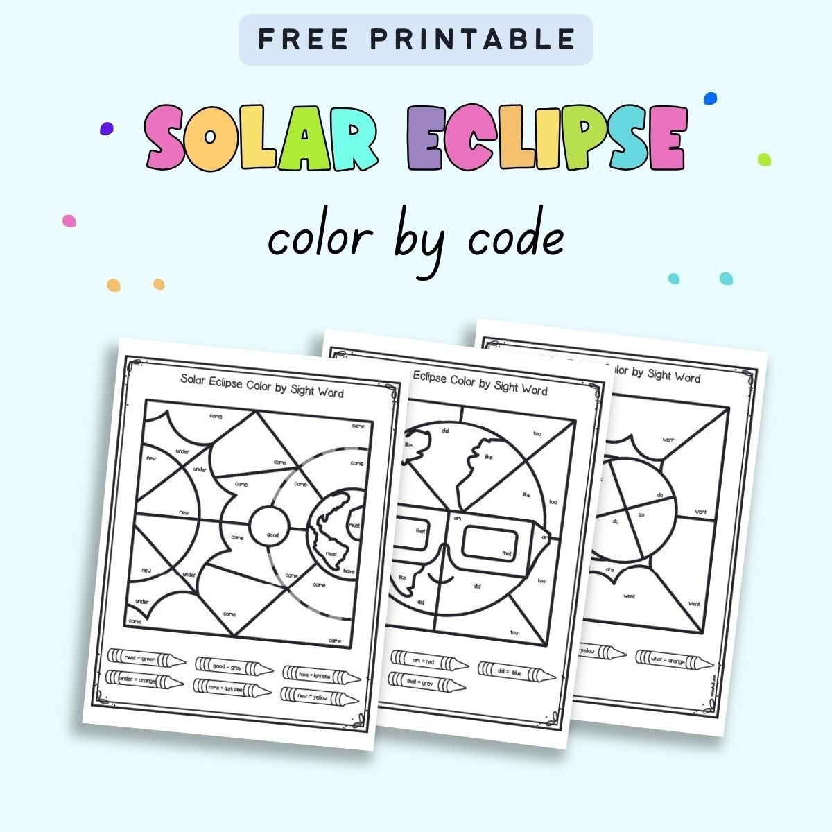 Free Printable Eclipse Color By Code Worksheets The Artisan Life