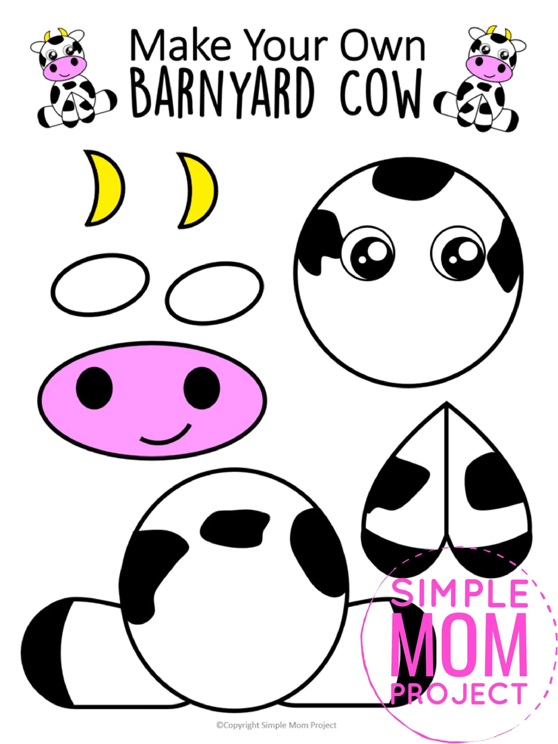 Free Printable Farm Cow Craft Art Project Simple Mom Project