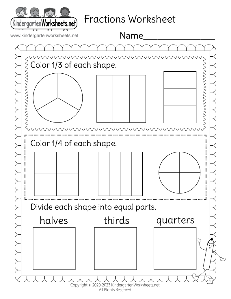 Free Printable Fractions Worksheet
