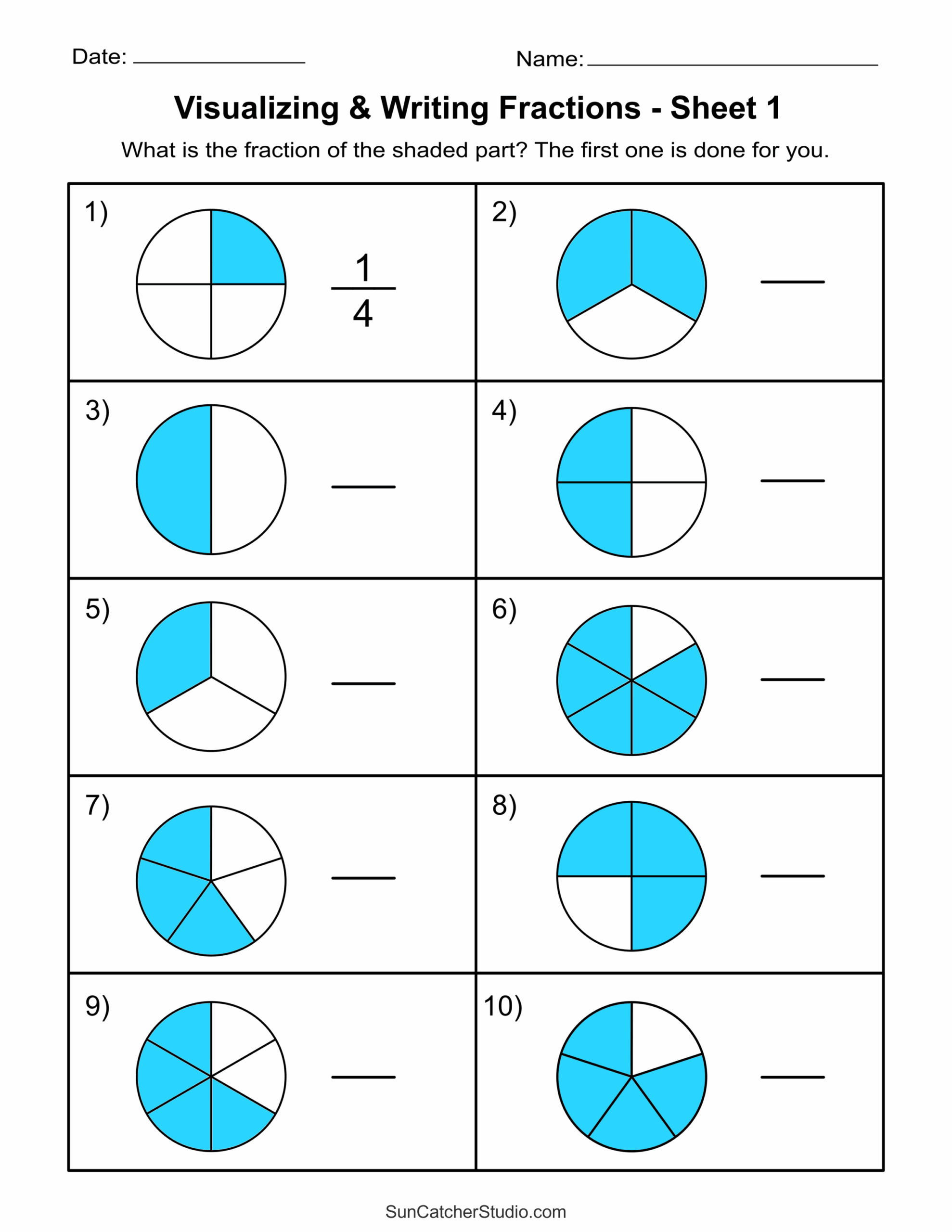 Free Printable Fractions Worksheets Comparing U0026 Identifying  Free Printable Fractions Worksheets Comparing U0026 Identifying