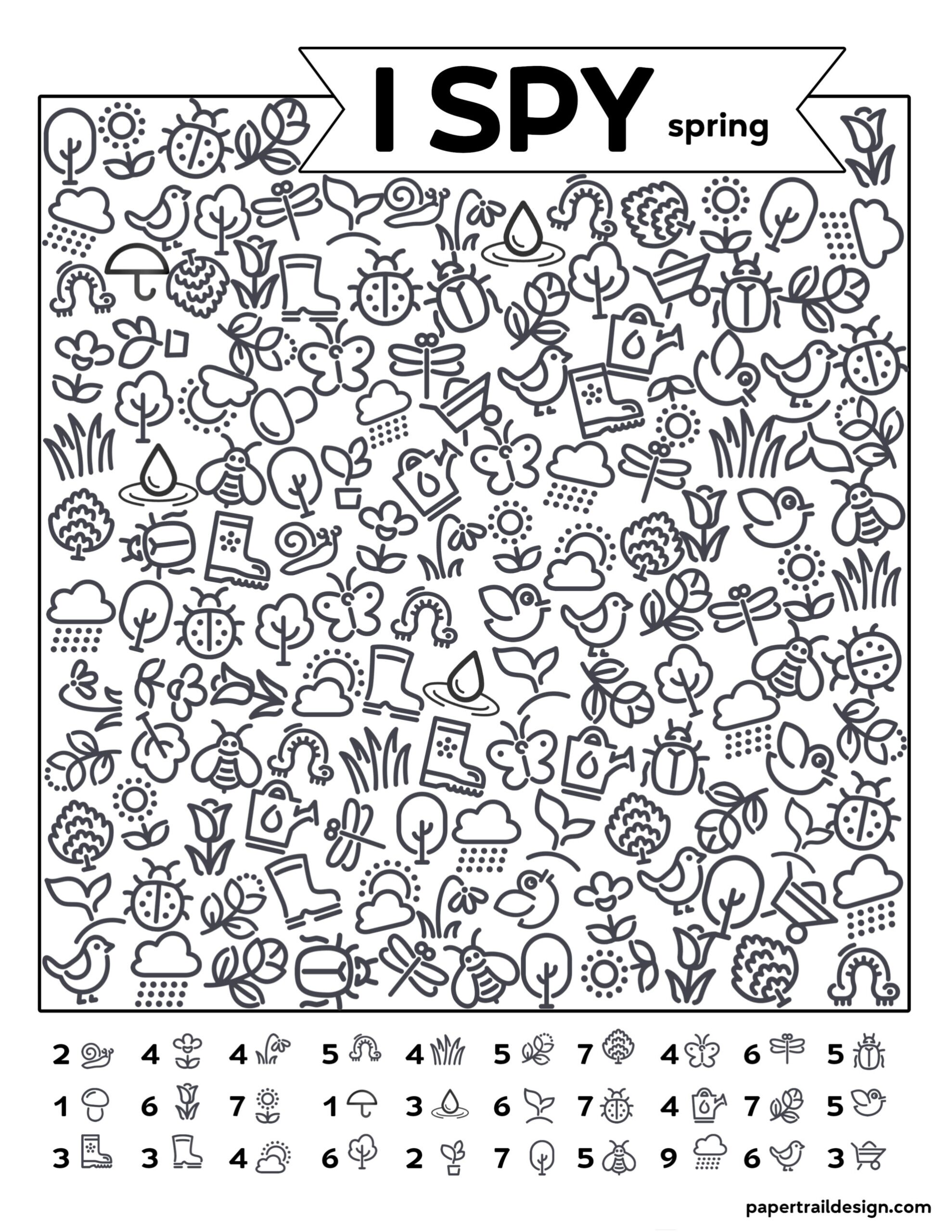 Free Printable I Spy Spring Activity Paper Trail Design