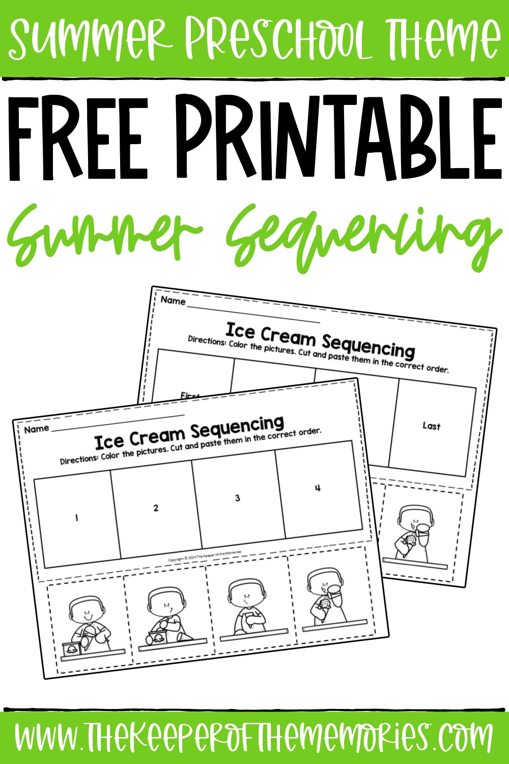 Free Printable Ice Cream Summer Sequencing Worksheets The Keeper Of The Memories
