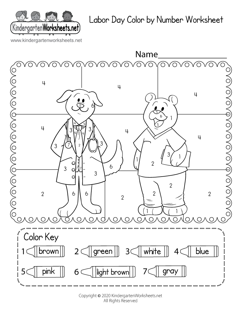 Free Printable Labor Day Color By Number Worksheet
