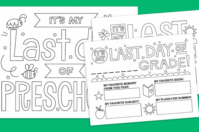Free Last Day Of Preschool Printable
