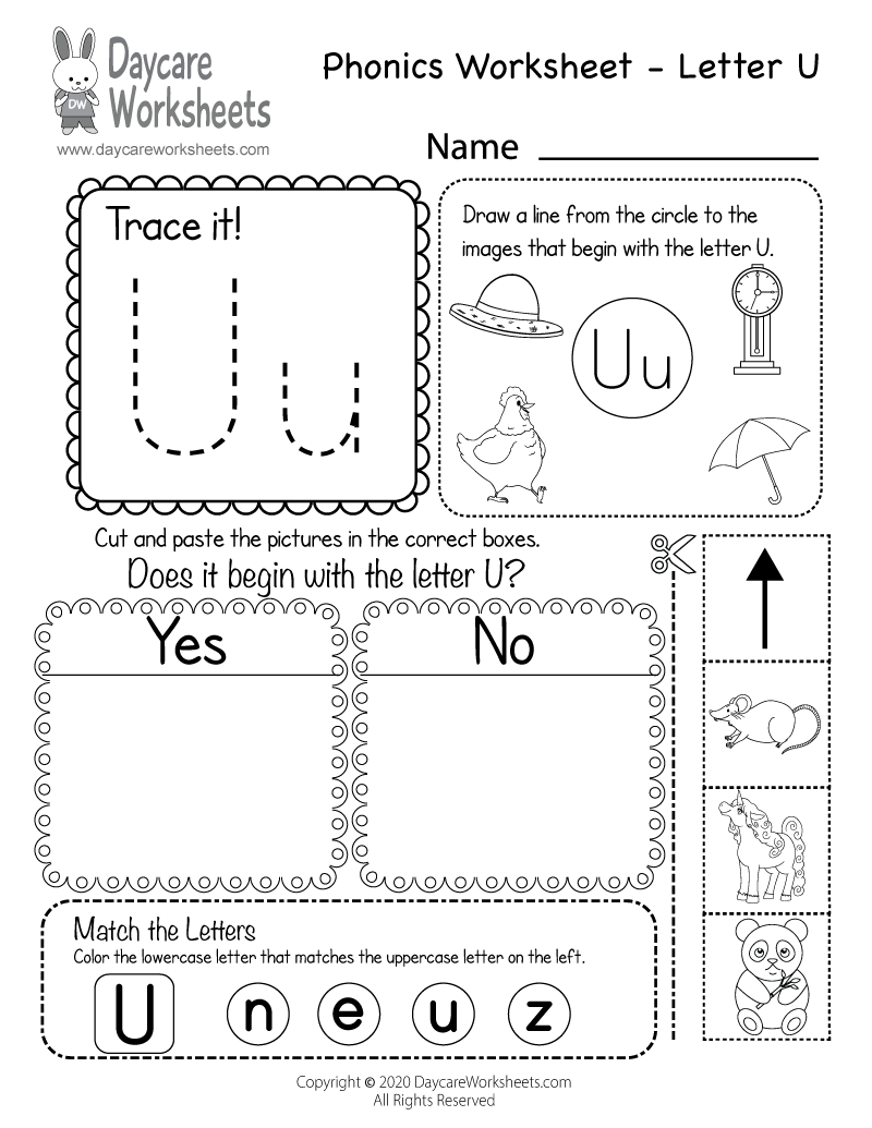 Letter U Preschool Printable