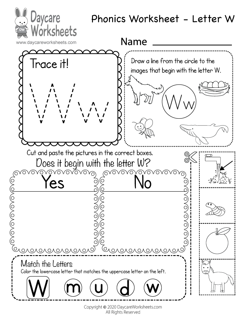 Free Printable Letter W Beginning Sounds Phonics Worksheet For Free Printable Letter W Beginning Sounds Phonics Worksheet For