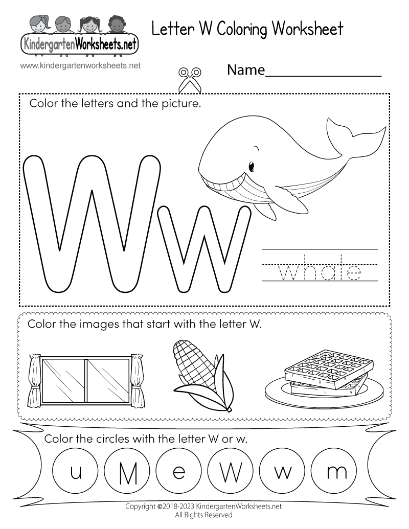 Free Printable Letter W Coloring Worksheet