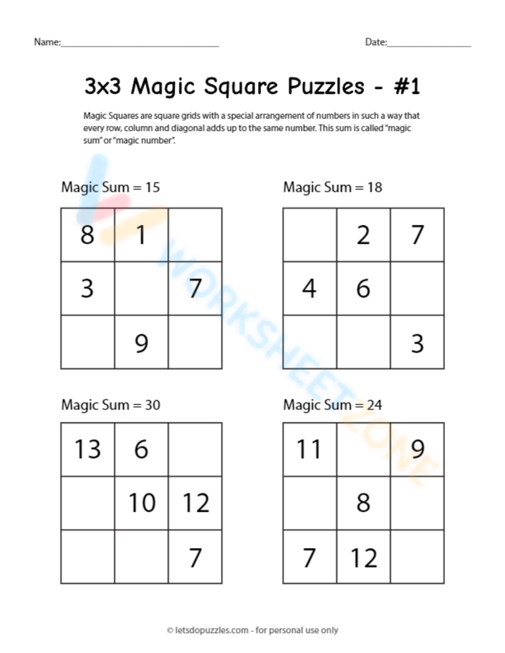 Free Printable Magic Square Worksheets Worksheet Zone Worksheets Library Free Printable Magic Square Worksheets Worksheet Zone Worksheets Library