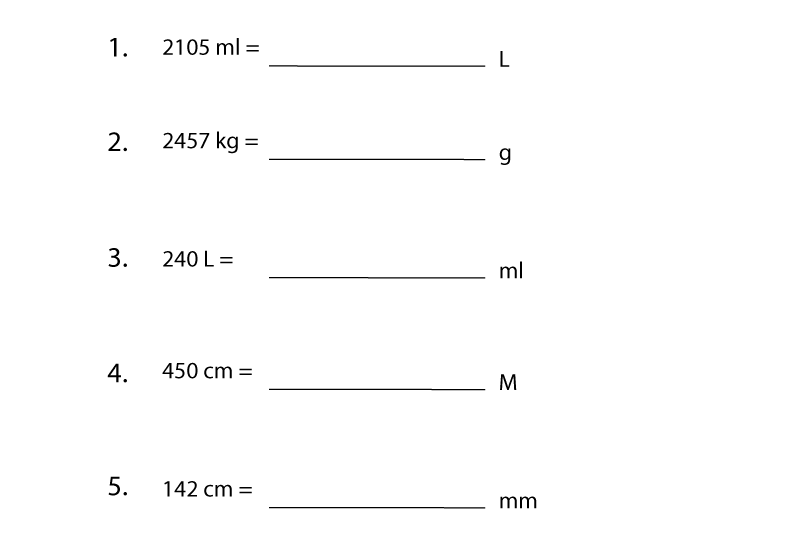 Free Printable Measurement Conversion Worksheets