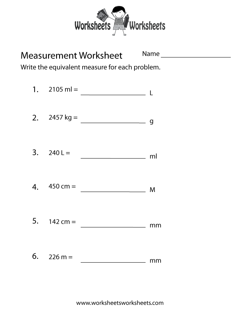 Free Printable Measurement Conversion Worksheet