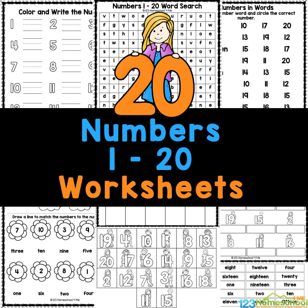 Math Worksheets Kindergarten 1-20