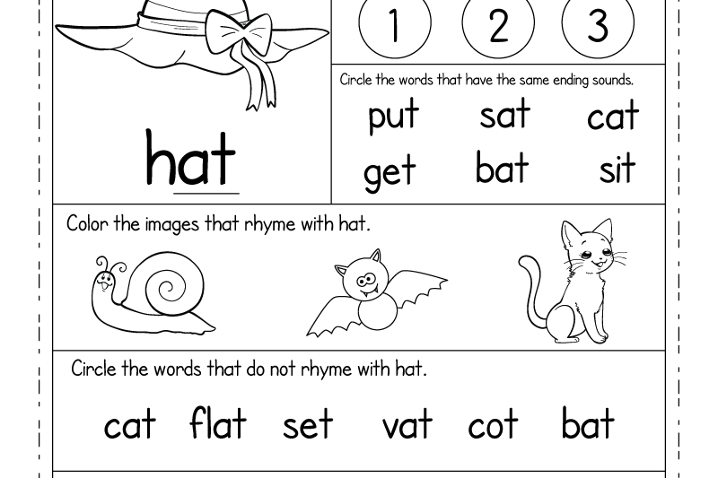 Free Phonics Worksheet For Kindergarten