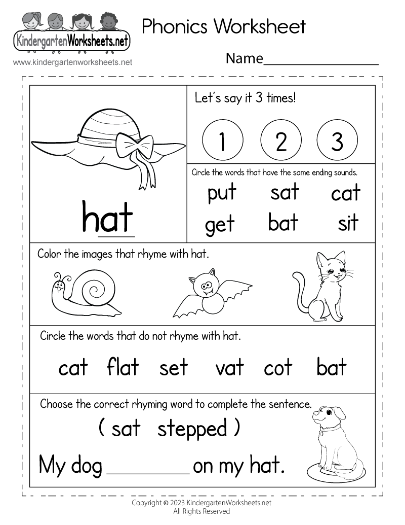 Free Printable Phonics Worksheet
