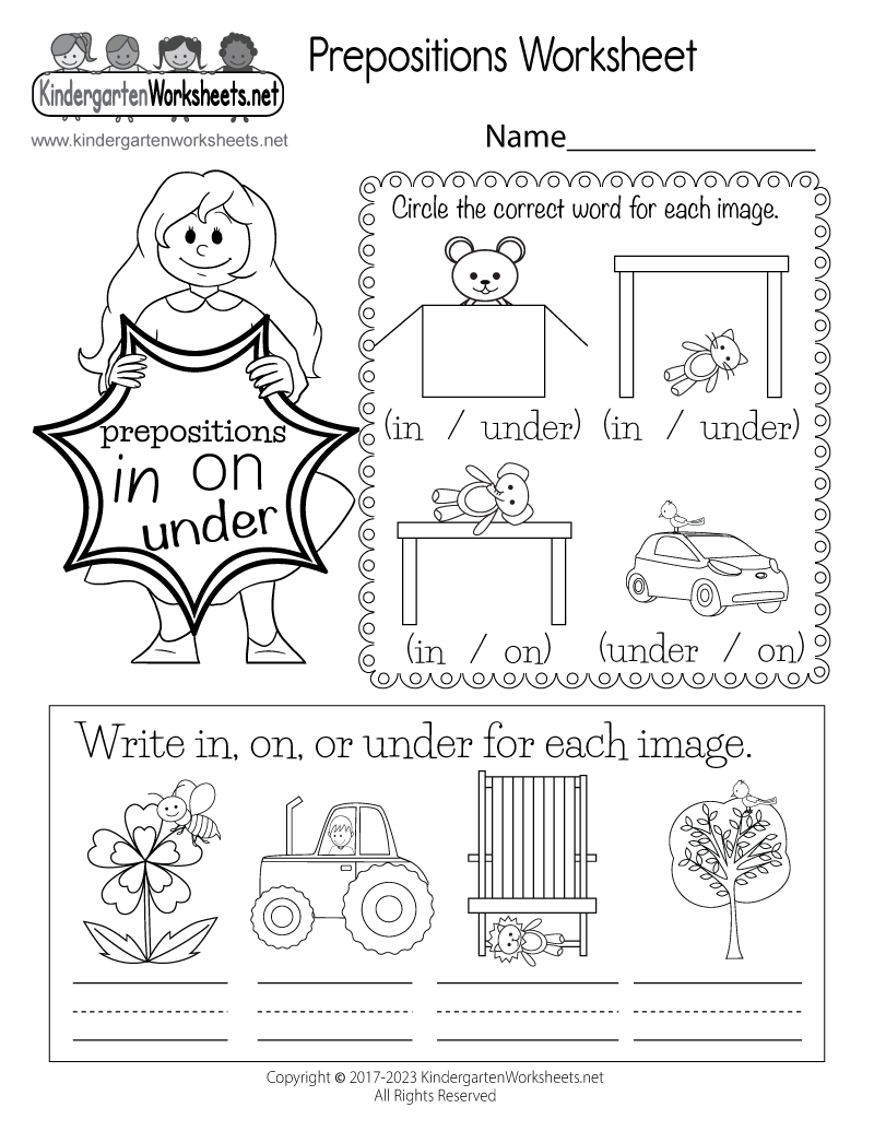 Free Printable Prepositions Worksheet