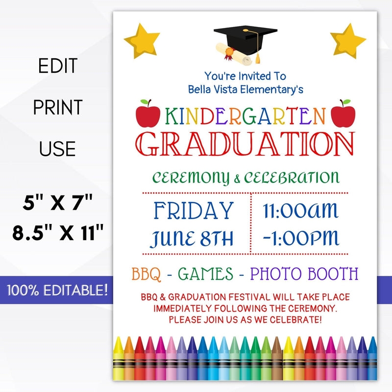 Free Printable Preschool Graduation Invitation Templates Worksheets