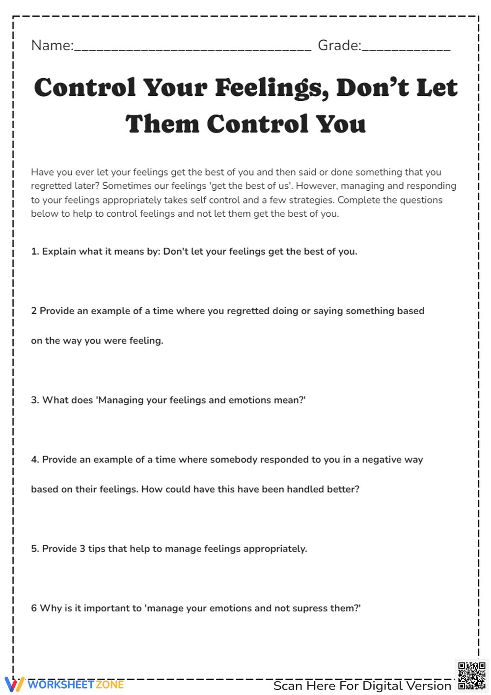 Free Printable Self Control Worksheets For All Ages Worksheets Library