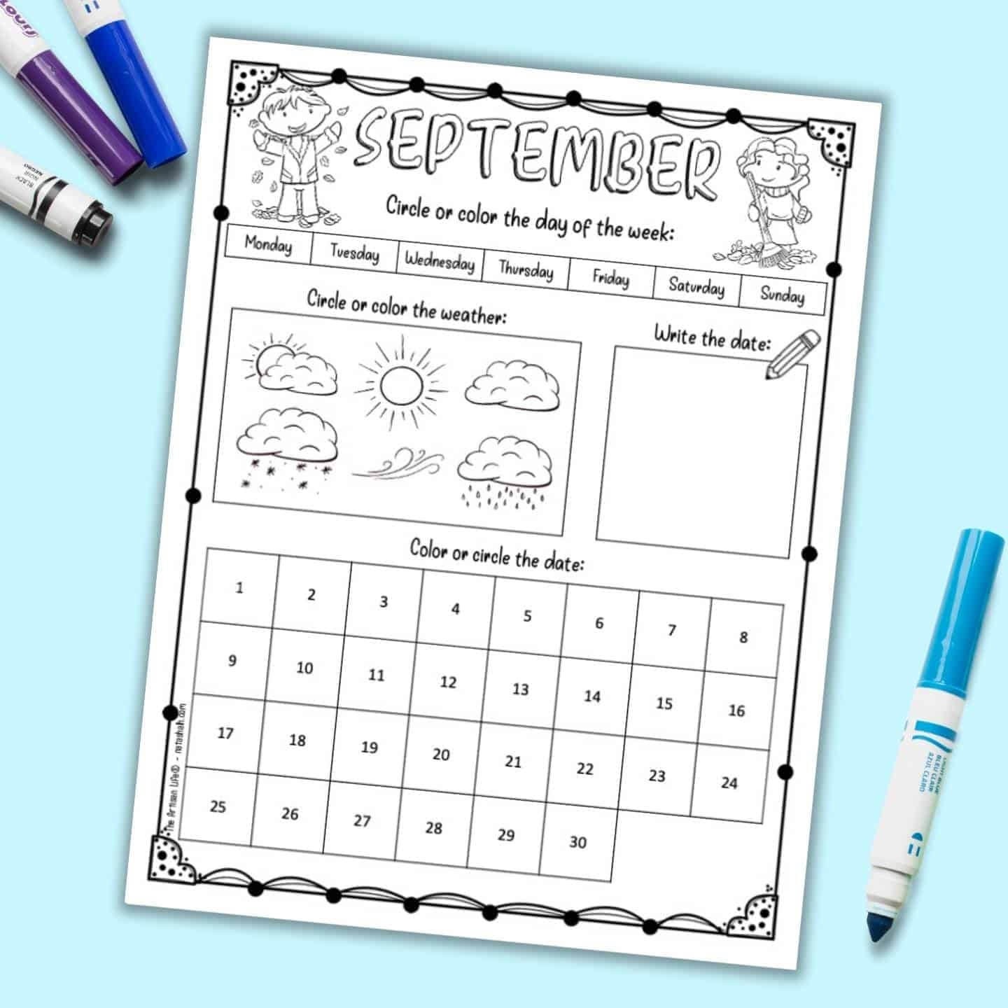 Free Printable September Calendar Worksheet For Kids The Artisan Free Printable September Calendar Worksheet For Kids The Artisan