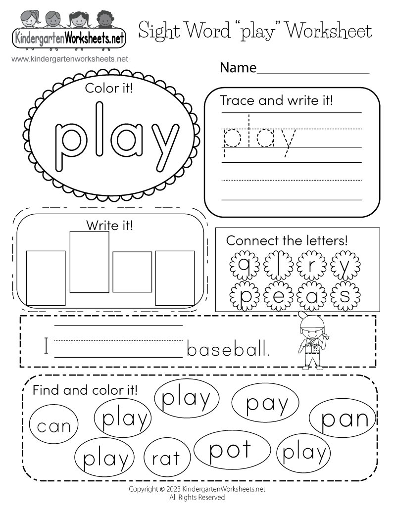 Sight Word Worksheet Free Kindergarten