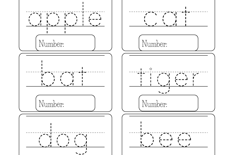 Free Printable Tracing Words Worksheets