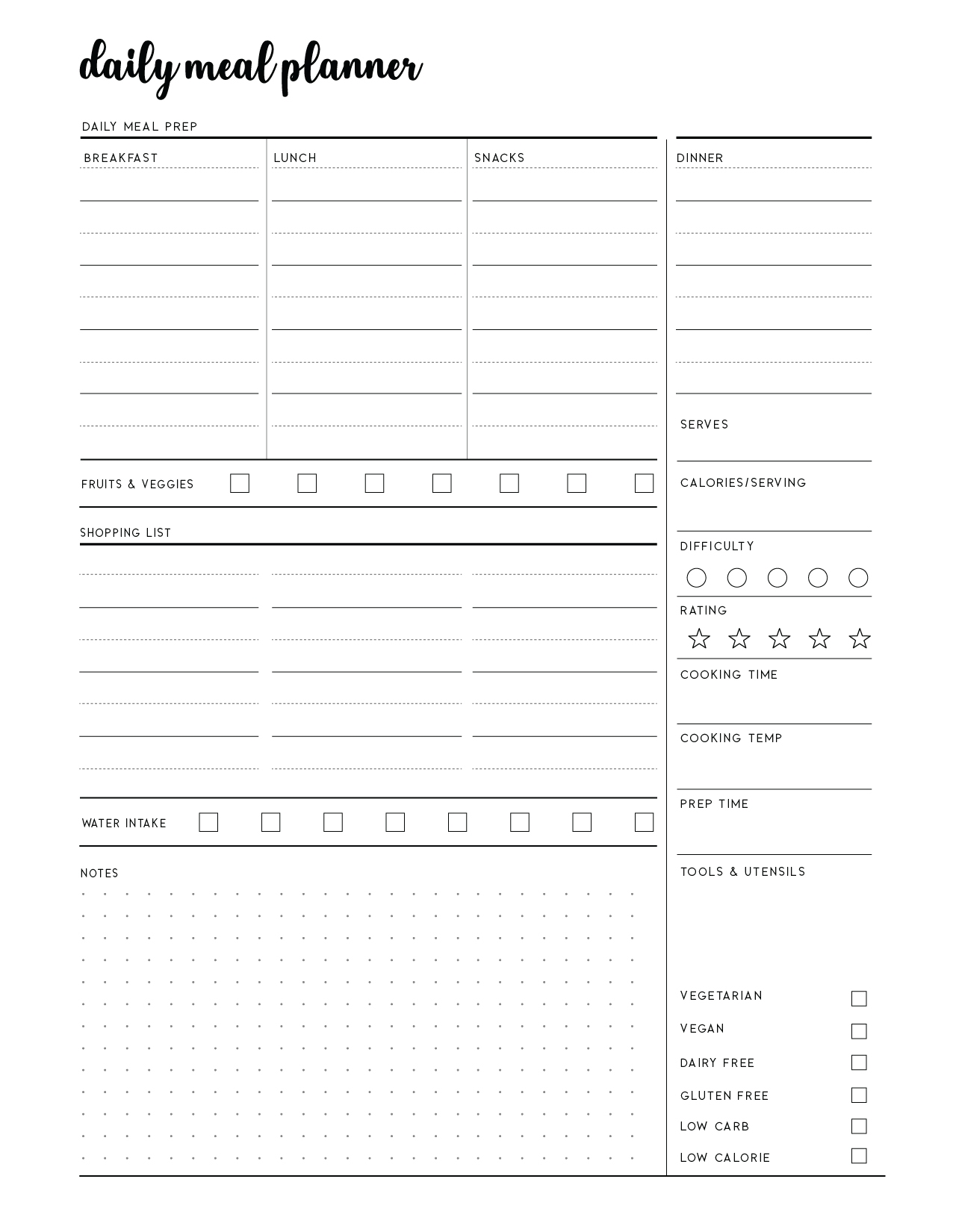 Free Printable Meal Planning Worksheet Free Printable Meal Planning Worksheet