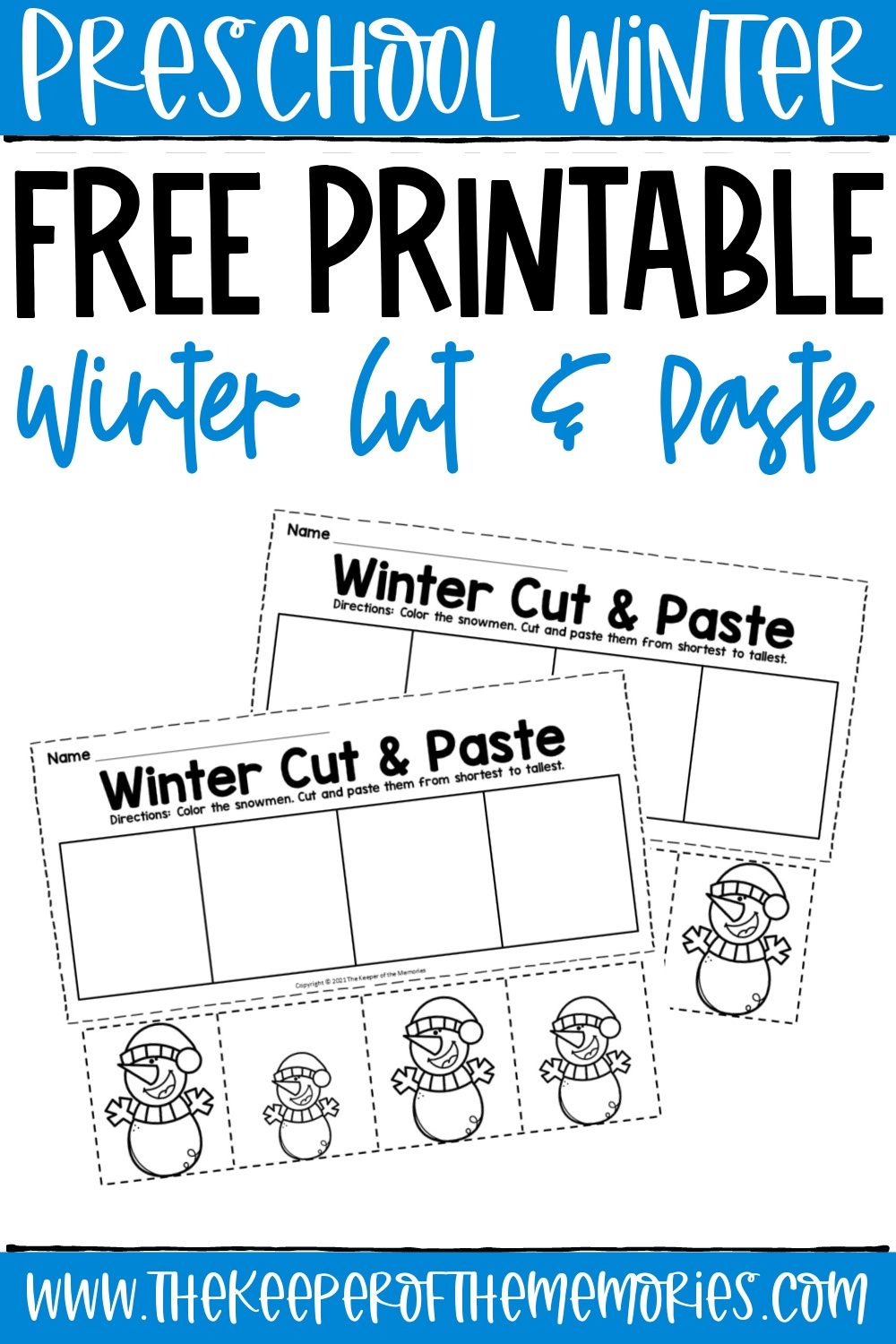 Free Printable Winter Cut And Paste Worksheets The Keeper Of The 