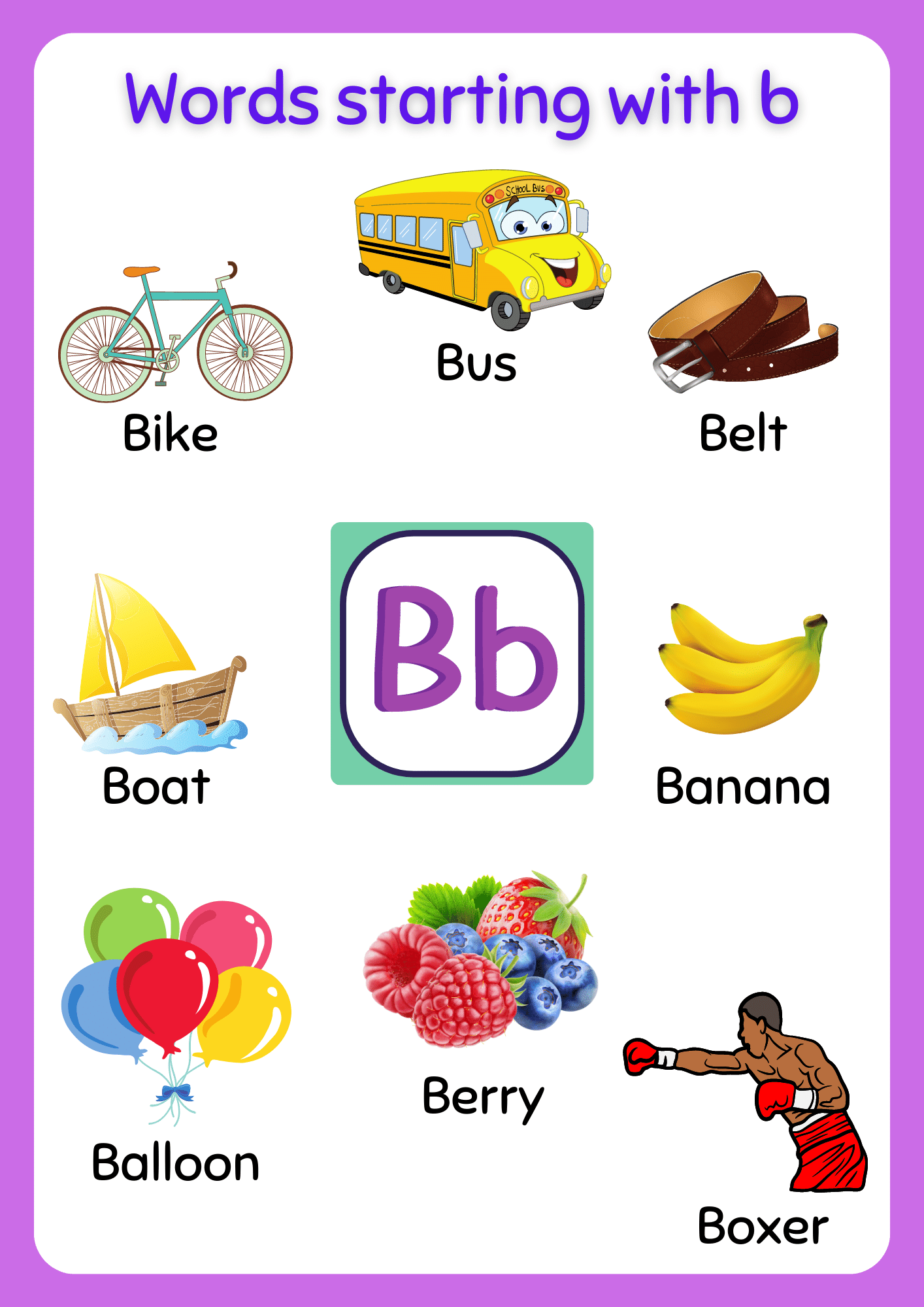 Free Kindergarten B Words Worksheets
