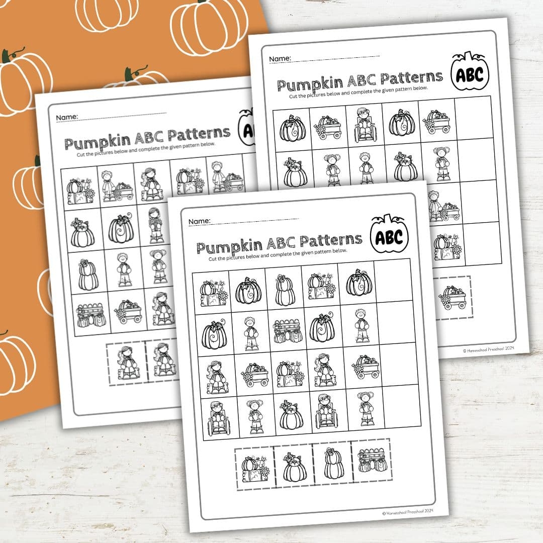Free Pumpkin ABC Pattern Worksheets For Preschoolers