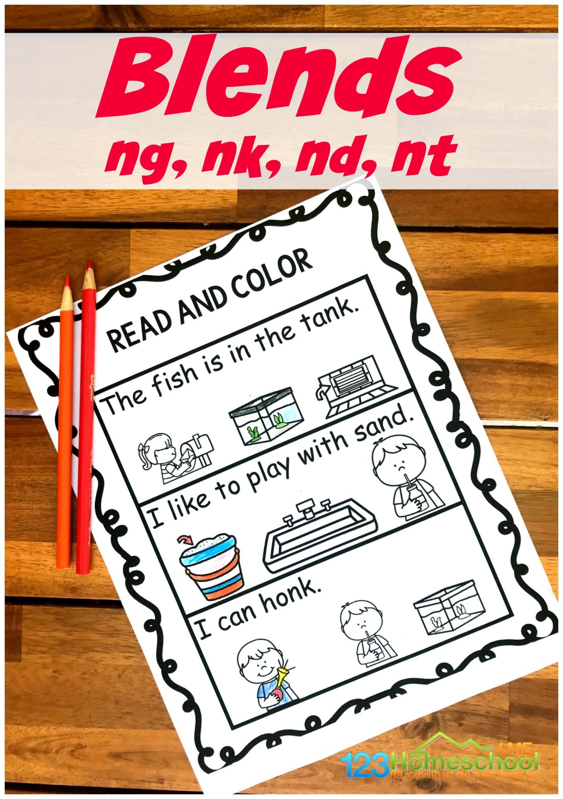 FREE Read U0026 Color Ending Blends Worksheets