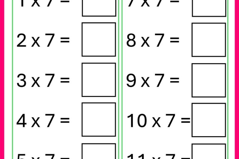 Printable Times Tables Worksheets Free