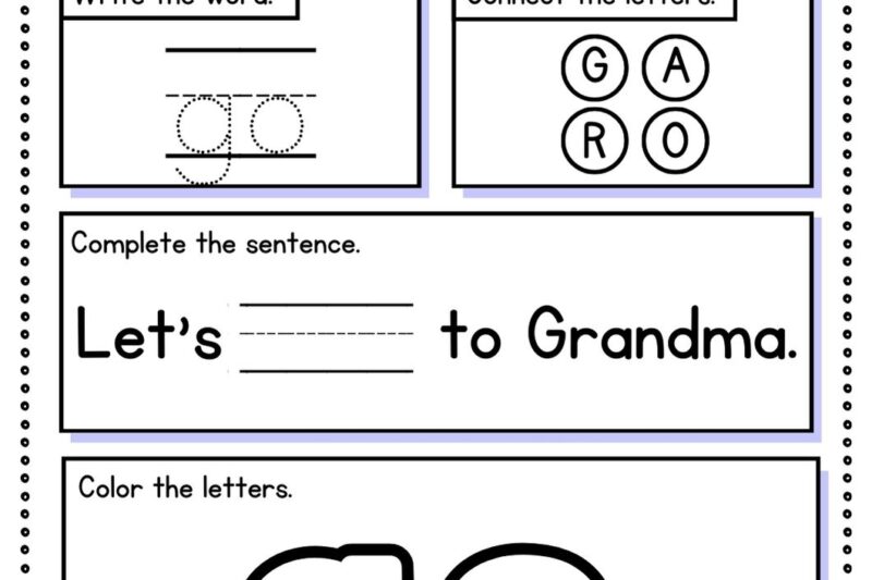 Free Printable Sight Word Go Worksheet