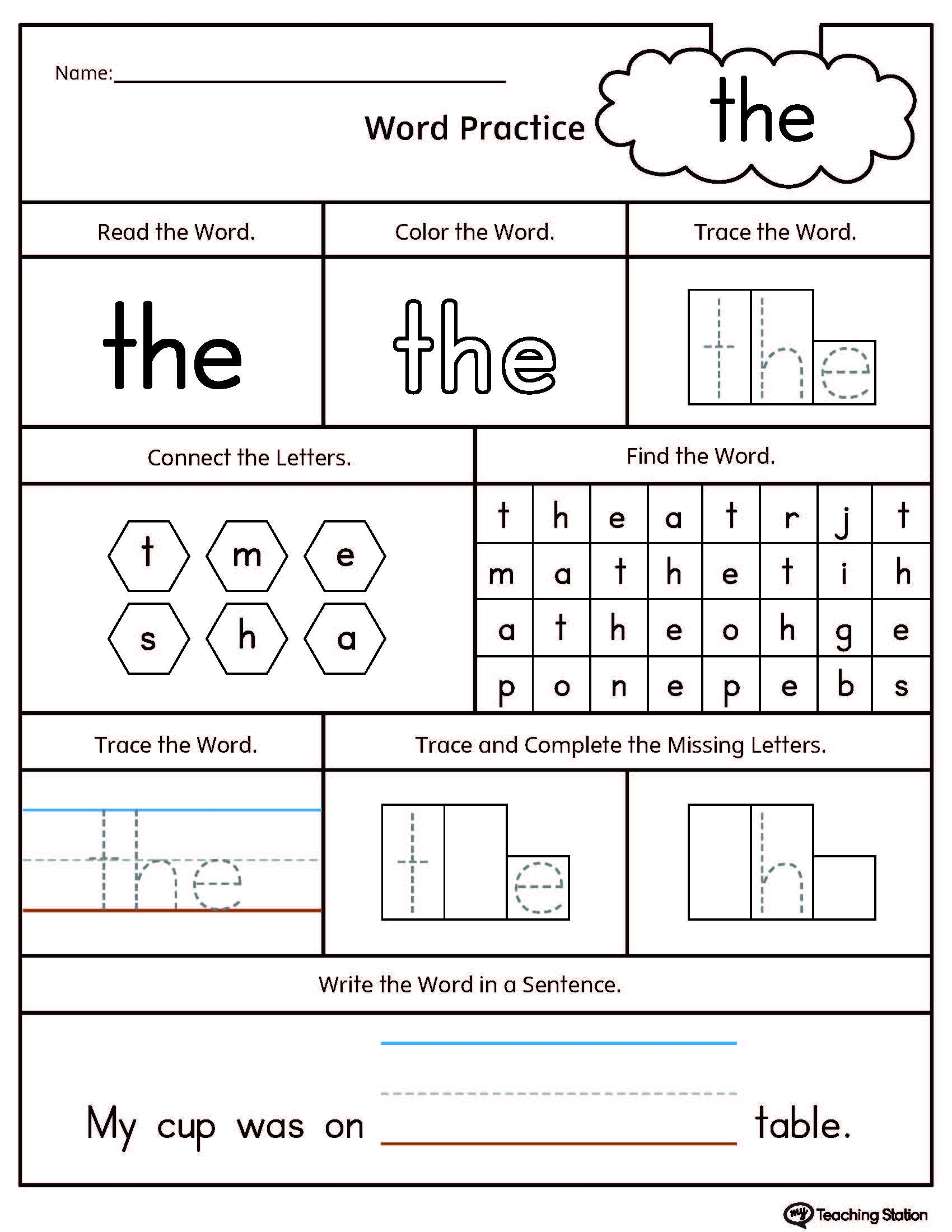 Free Printable Basic Word Reading Worksheets