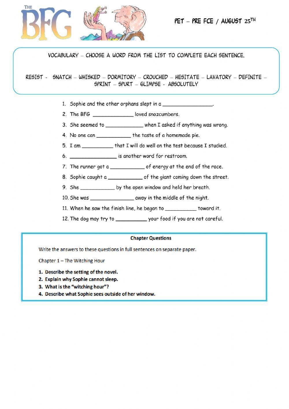 FREE Sophies Dilemma Worksheet To Support Teaching On The BFG Worksheets Library