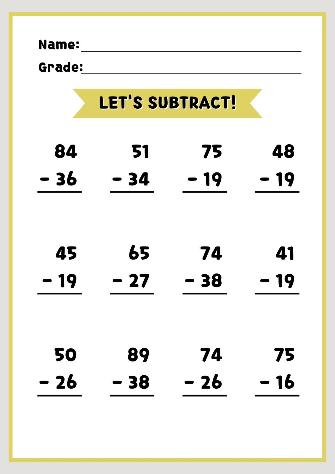 Subtraction Worksheets Free Printables