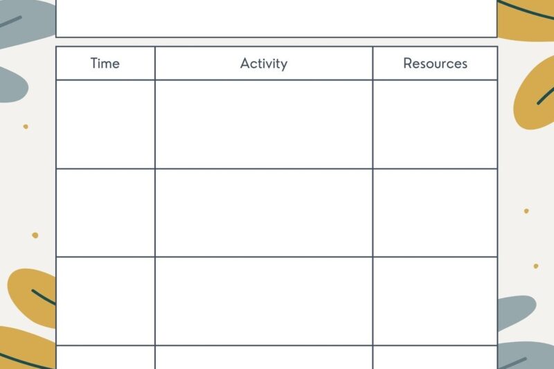 Daily Lesson Plan Printable Preschool