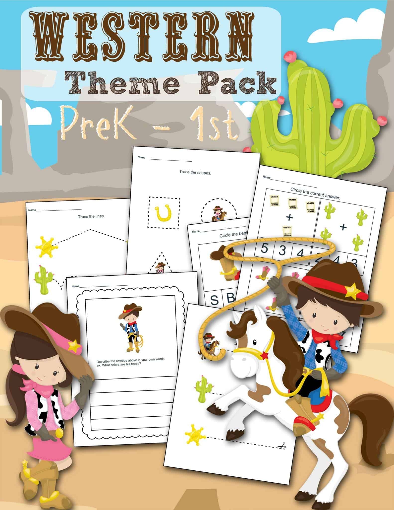 FREE Western Themed Preschool Printable Worksheet Set FREE Western Themed Preschool Printable Worksheet Set