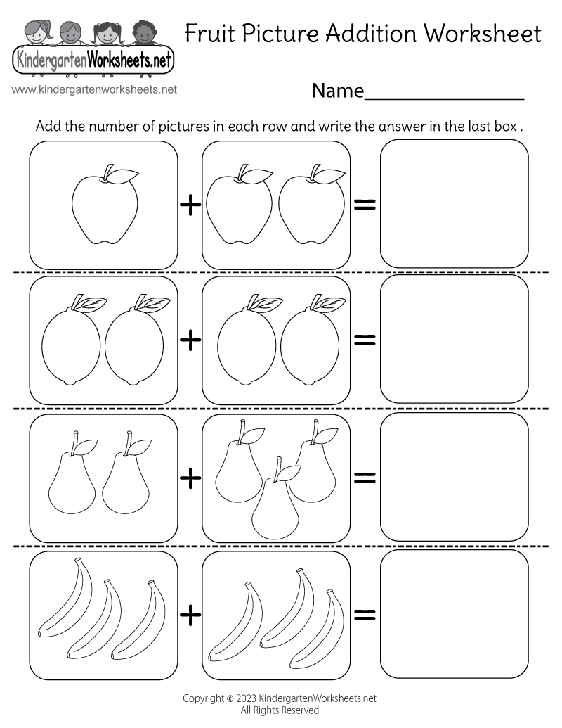 Free Addition Worksheets For Kindergarten Pdf