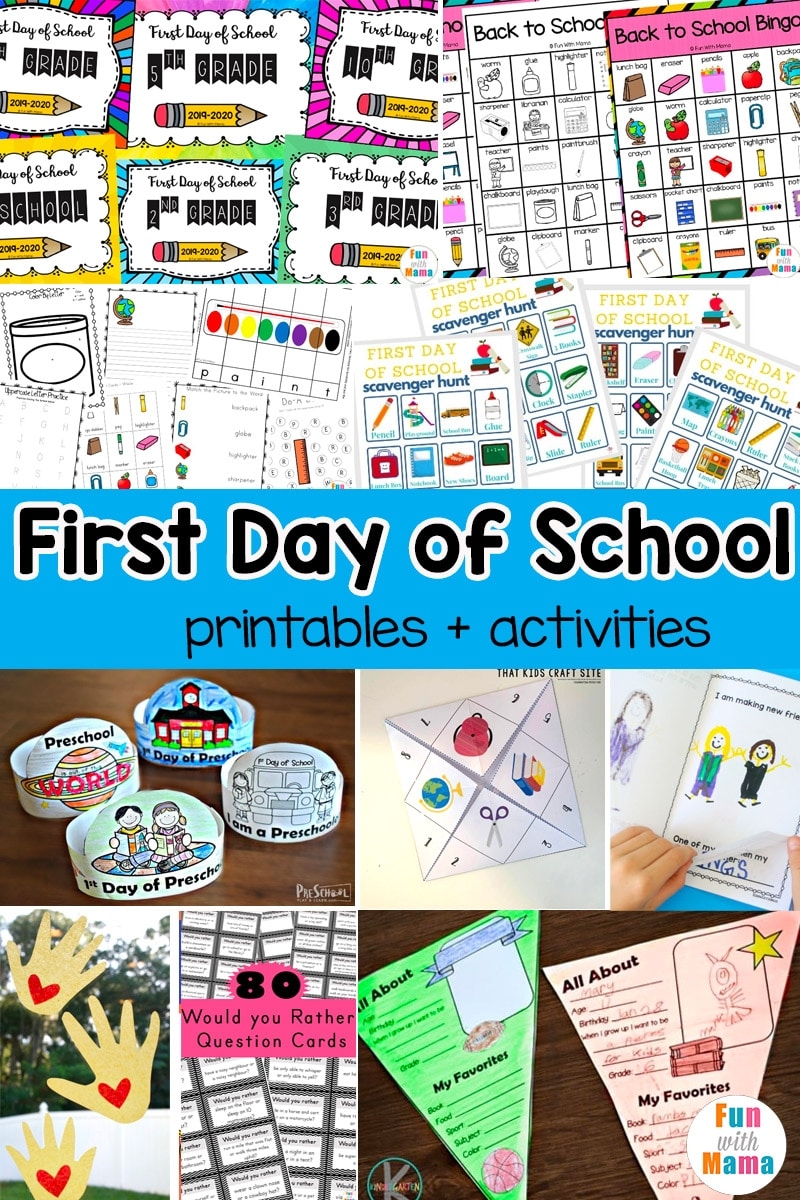 Fun First Day Of School Printables Fun With Mama